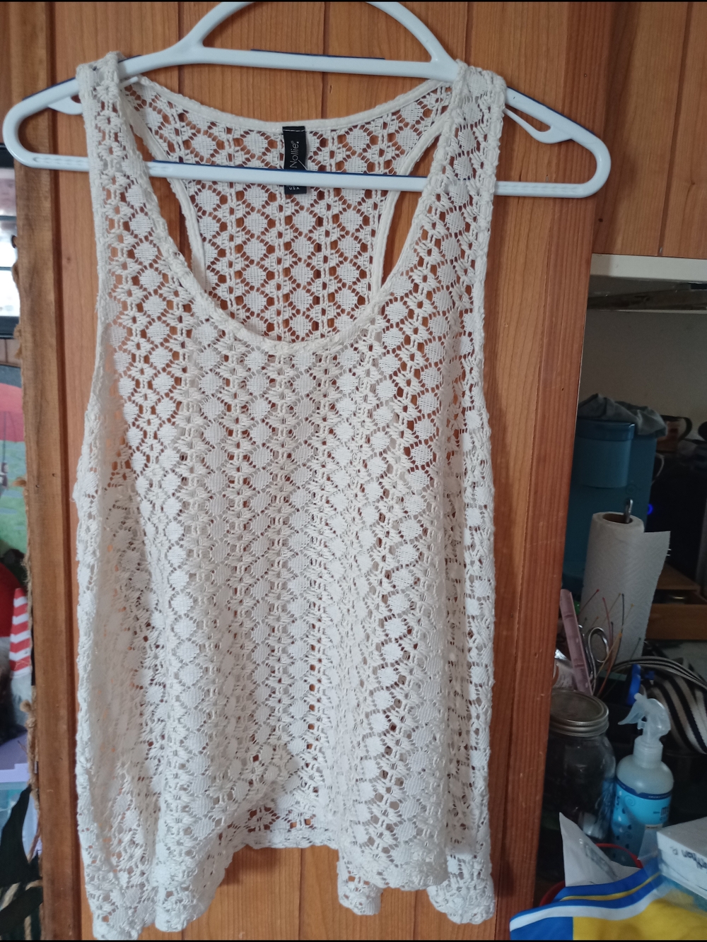 Off-white, Flowy, Partial See Through Tank Top